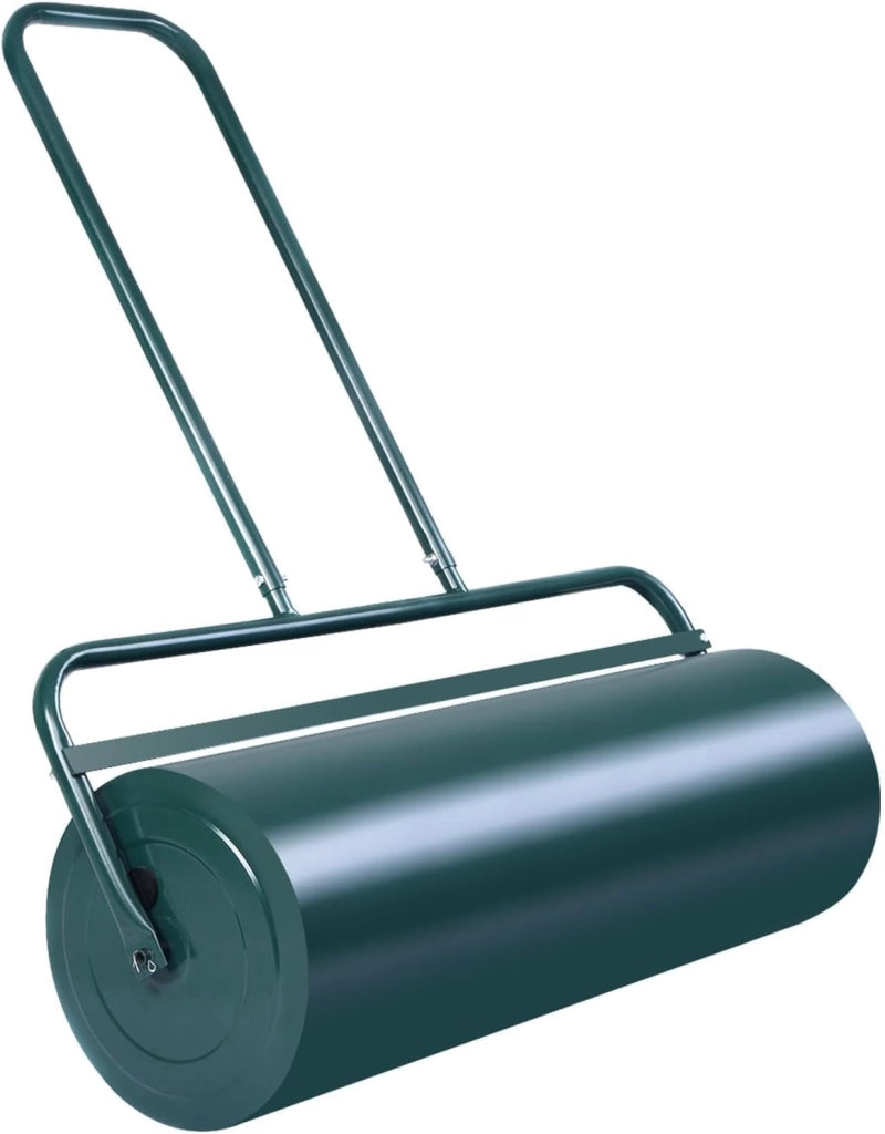 Rullo da Giardino Ø40 cm e 90 di Larghezza, Rullo da Prato in Metallo Manuale e per Trattorino, Rullo con Raschiatore Antisporco e Riempibile con Acqua/Sabbia (Nero, 113L)