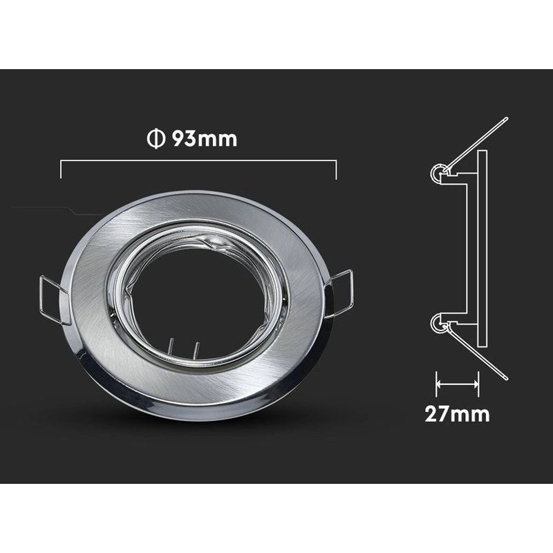 2 PZ Porta Faretti LED GU10 MR16 Rotondi Orientabili con Molla Nichel Satinato SKU 8939