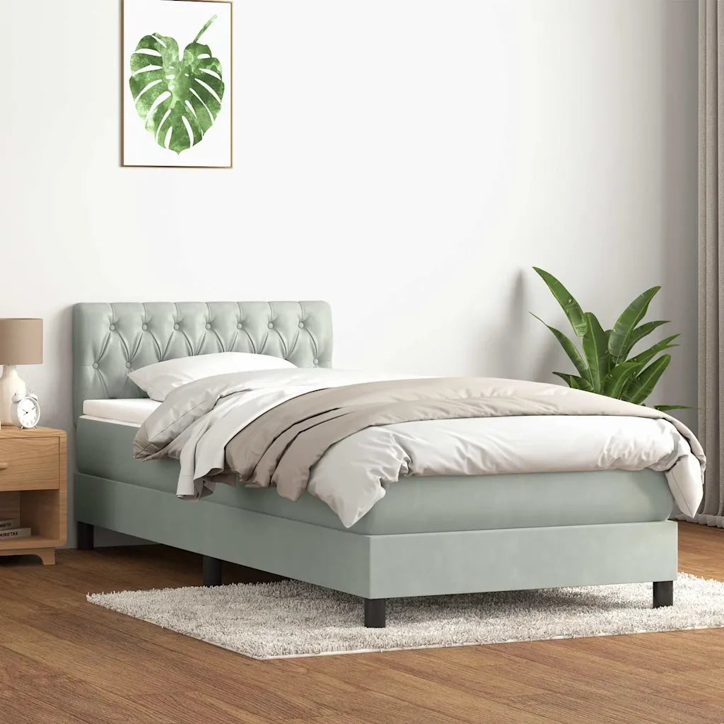 Giroletto a Molle con Materasso grigio chiaro 90x210 cm Velluto 3316479