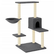 Tiragraffi per gatti torre per arrampicata giocattolo piattaforma per arrampicata con tiragraffi in sisal scuro 95 cm grigio 02_0022718