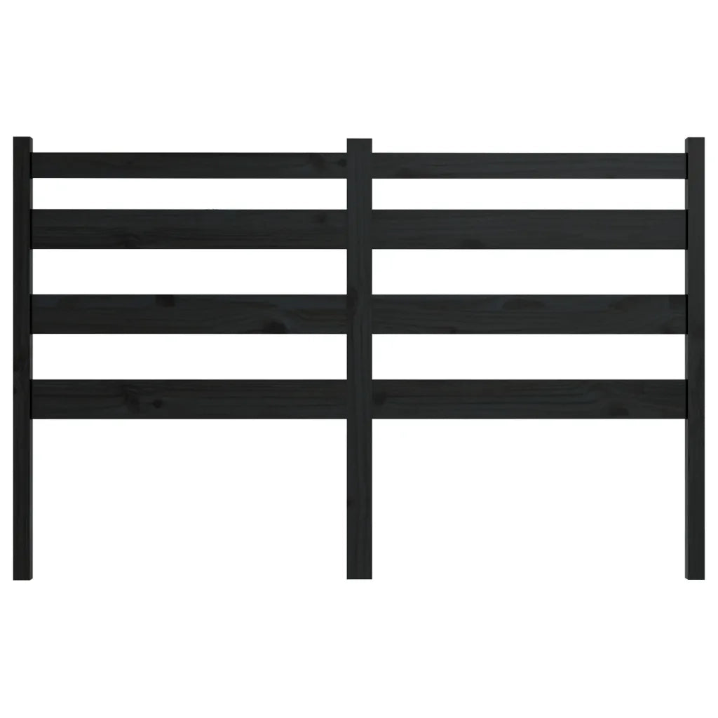 Testiera per Letto Nera 206x4x100 cm in Legno Massello di Pino 818444