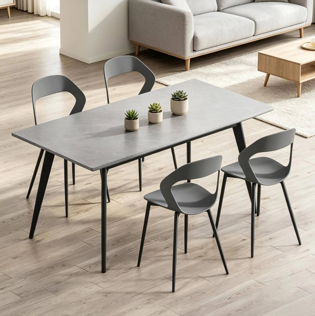 Set di 4 Sedie da Pranzo Moderne in PP con Struttura in Metallo, Schienale Ergonomico, Grigio