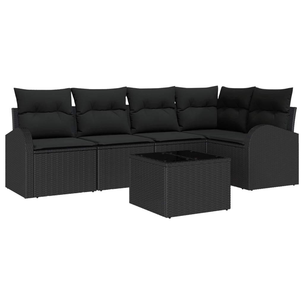 Set Divano da Giardino 6 Pezzi con Cuscini Beige Polyrattan