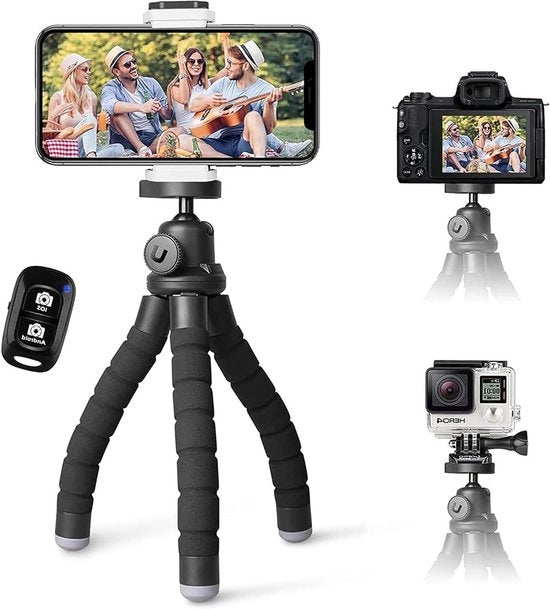 Stativo per Telefono Cellulare a Selfiestick - Flessibile e Portatile - 1 pezzo - Nero - Plastica