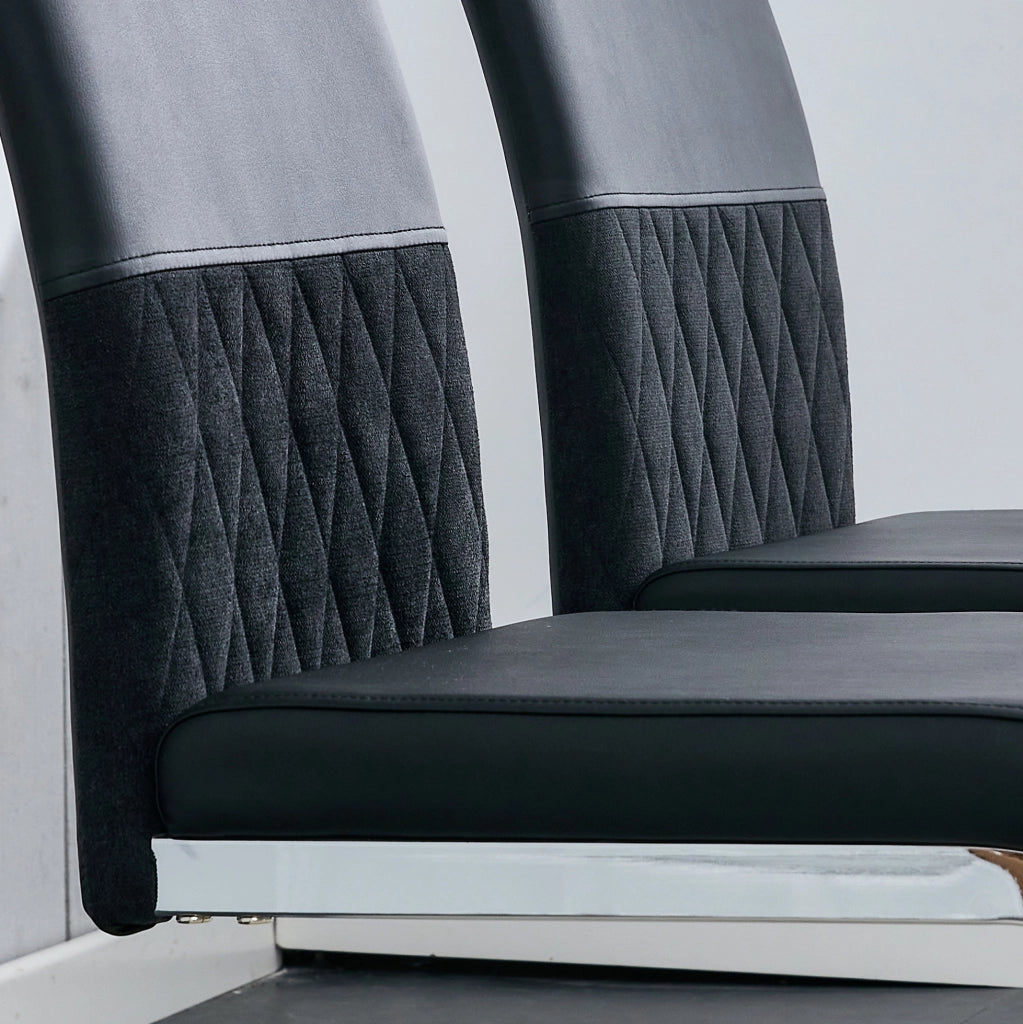 Sedia da pranzo nera in metallo con schienale ergonomico imbottito