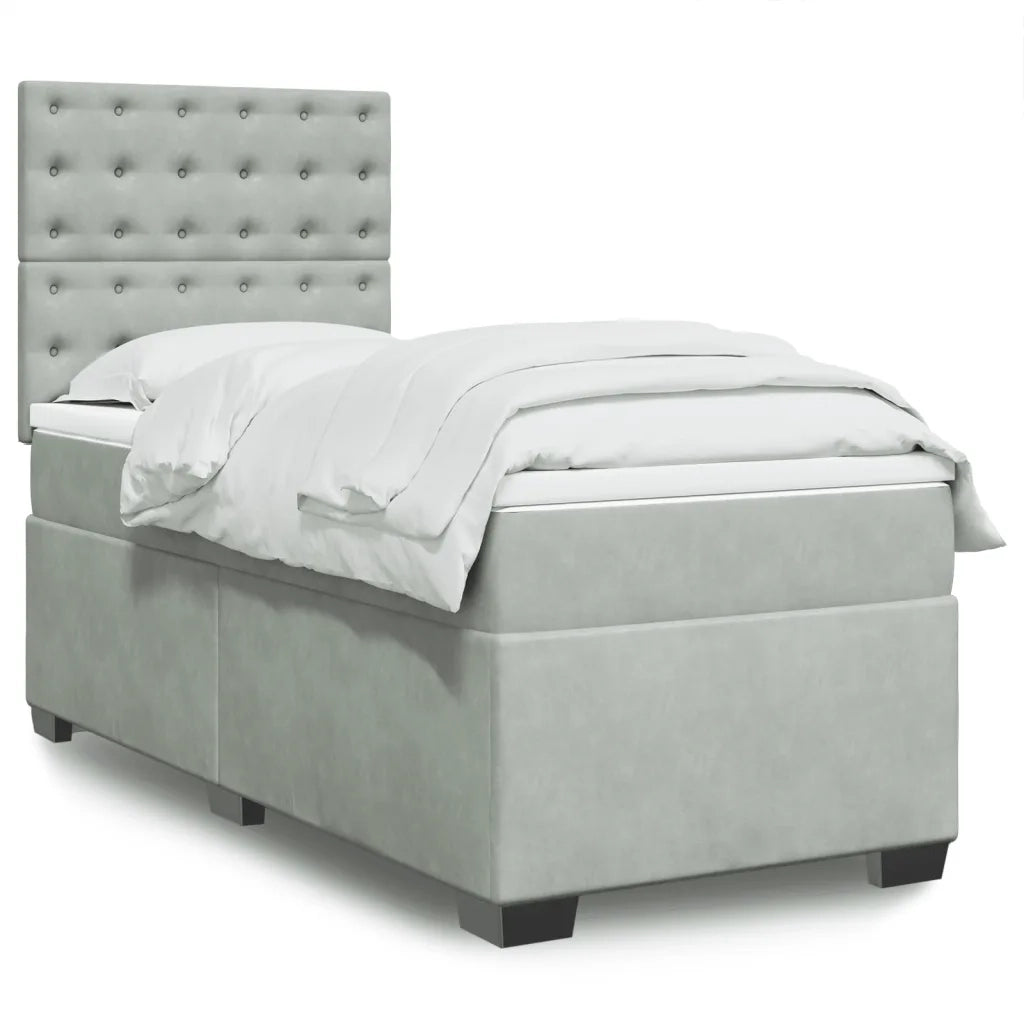 Giroletto a Molle con Materasso Grigio Chiaro 80x200 cm Velluto 3290774