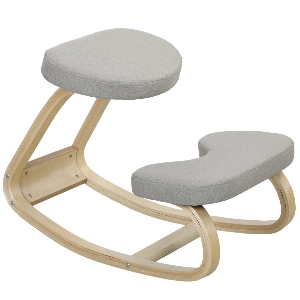 Sedia ergonomica inginocchiatoio con dondolo ¨C Xylo ¨C tessuto grigio, legno betulla, 50x73x55 cm