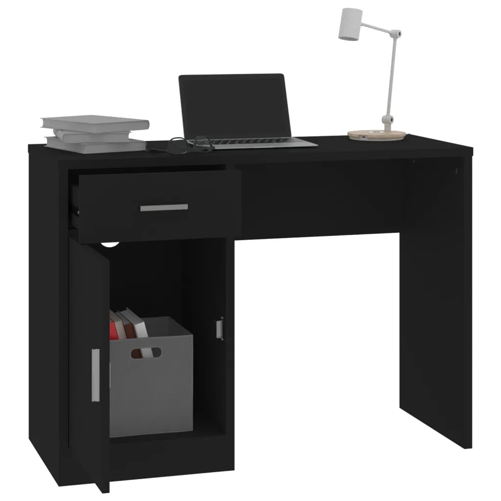 Scrivania Cassetto Nero 100x40x73cm Legno Multistrato 342653