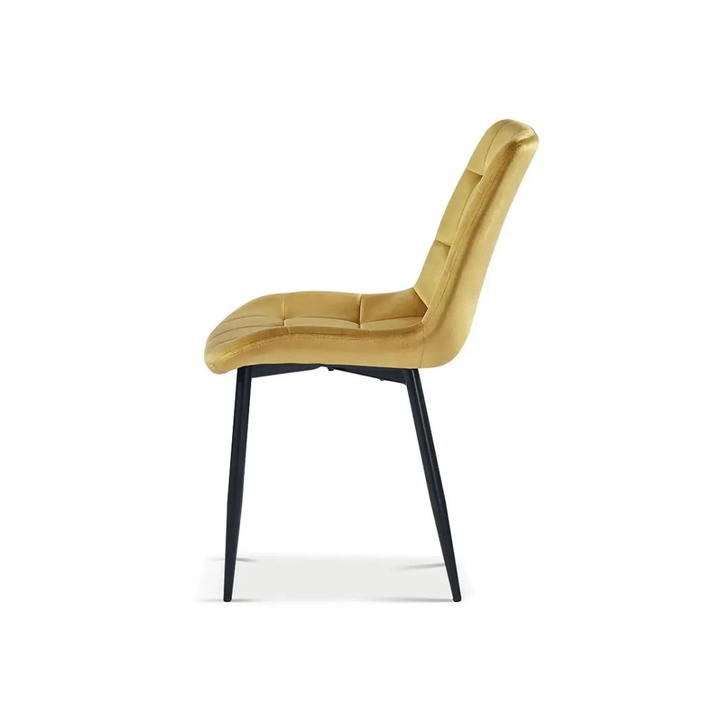 Sedia design KALI – Velluto oro e piedi in metallo
