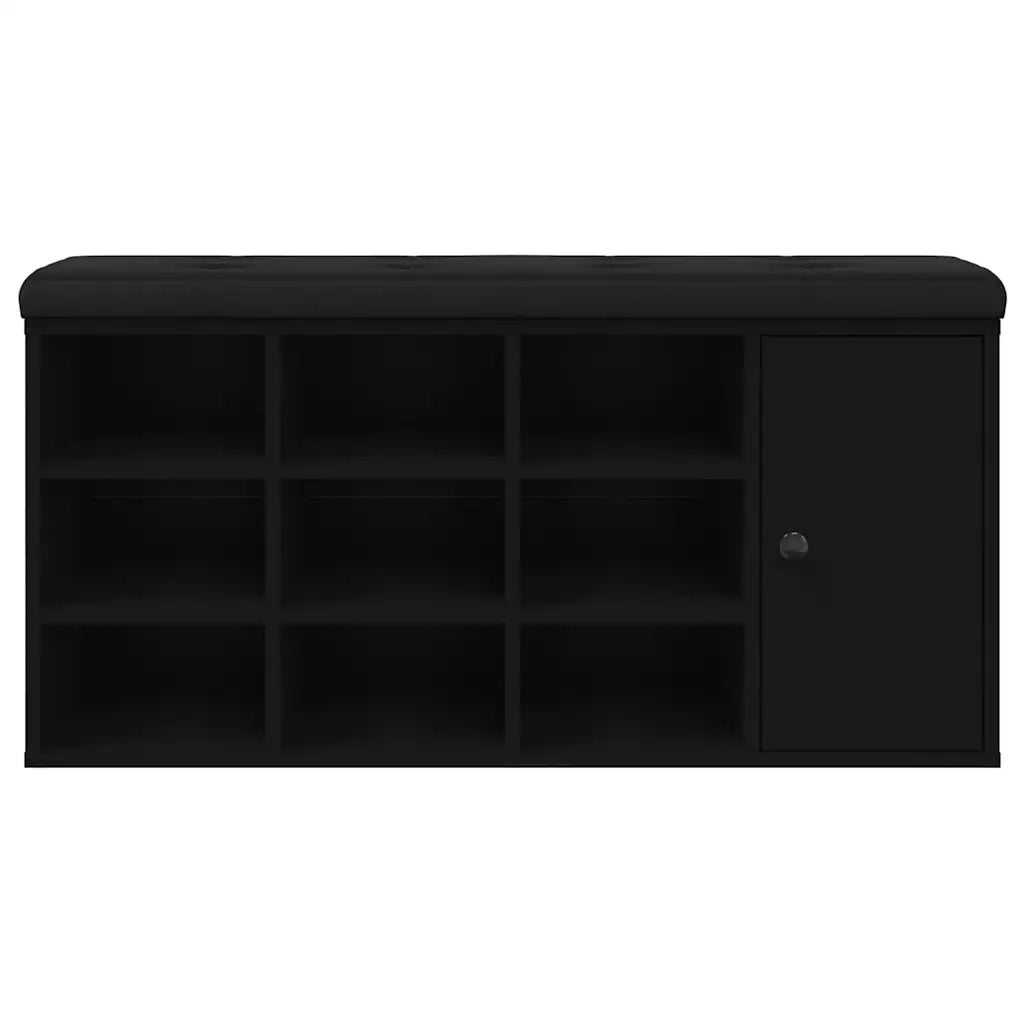 Panca Porta Scarpe Nera 102x32x50 cm in Legno Multistrato