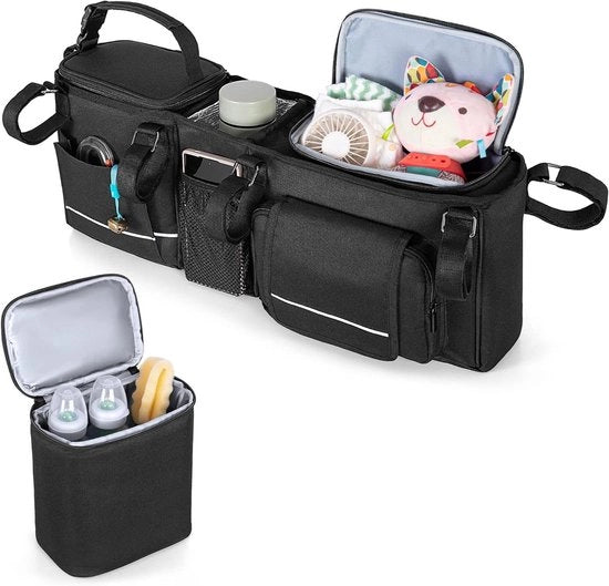 Organizzatore per Doppio Carrello di Viaggio per Baby Jogger City Mini GT2 Double e BOB Duallie - Con Termos e Porta Bevande