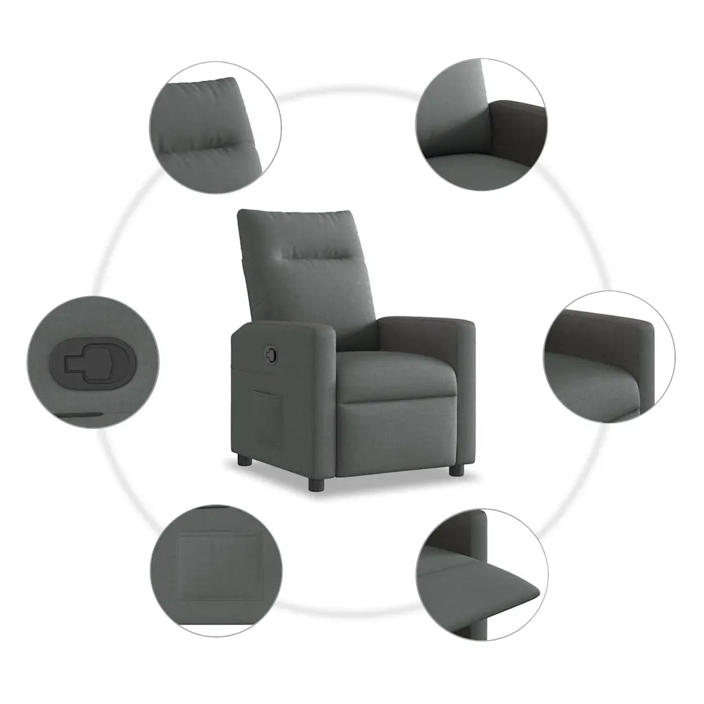 Divano Sedia-Poltrona reclinabile in tessuto grigio scuro 811526