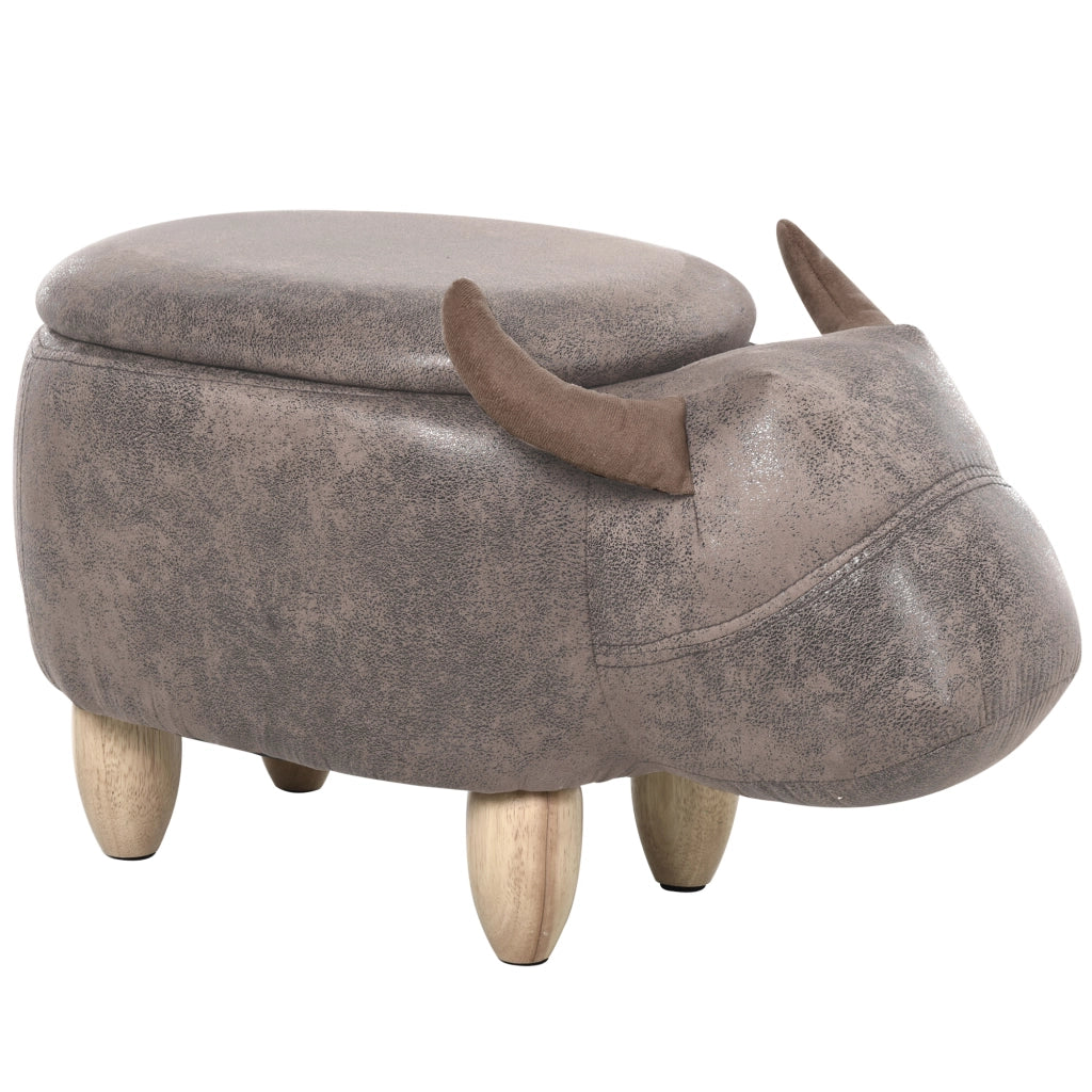 Pouf con Contenitore ¨C zephmum ¨C Marrone, Sintetico, Gambe in Legno