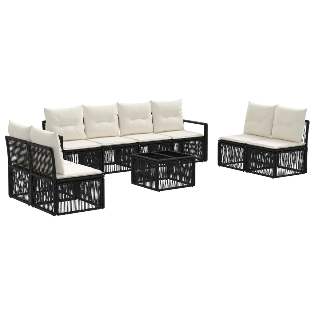 Set Divano da Giardino 9 pcs Nero polyrattan 3435688
