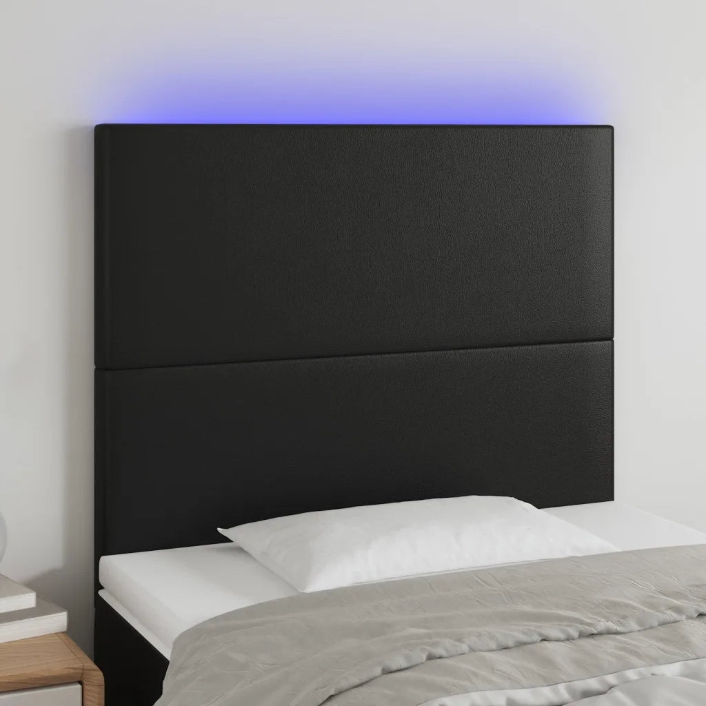 Testiera a LED-Testata con LED nero 90x5x118/128 cm in Similpelle 831729