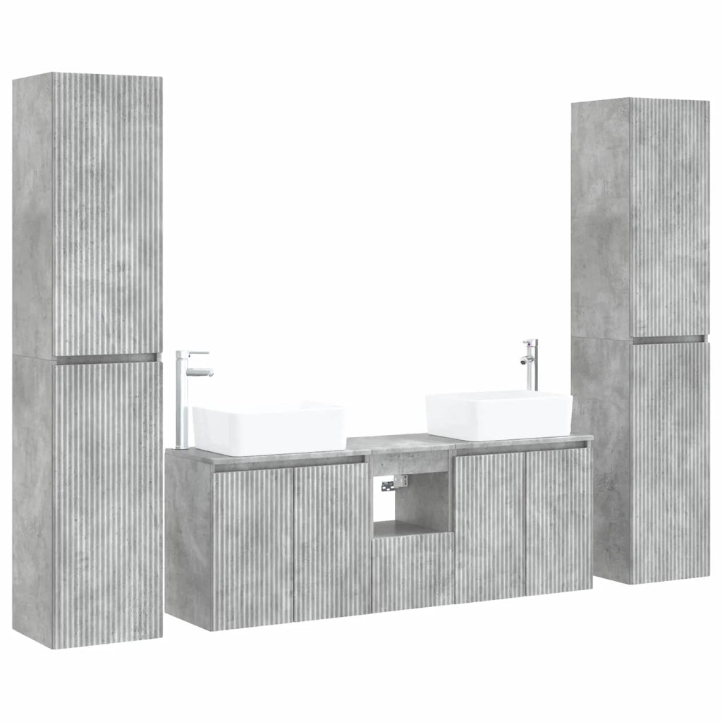 Set di mobili per il bagno 5 pz Grigio Cemento 3406036