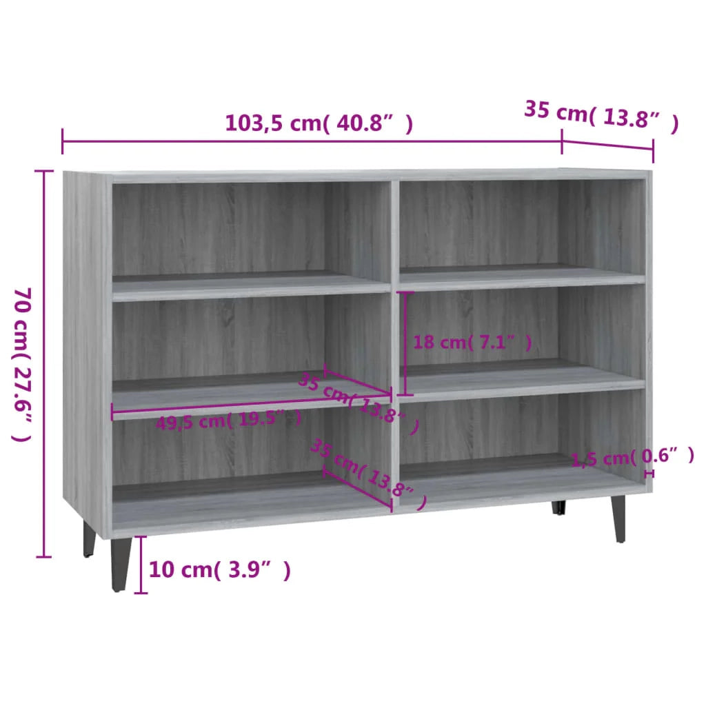Buffet credenza cassettiera armadio mobile contenitore organizer cucina soggiorno salotto Sonoma 103,5 x 35 x 70 cm legno ingegnerizzato grigio 02_0036273