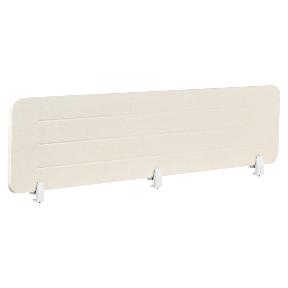Pannello divisorio Beige Chiaro Copertura in tessuto 180 x 40 cm Schermo acustico Morsetti di montaggio modulari Casa Ufficio
