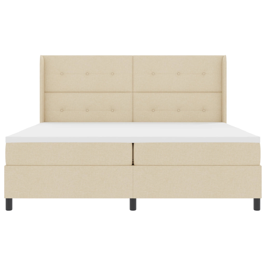 Letto con Contenitore e Materasso & LED Crema 200x200 cm Tessuto