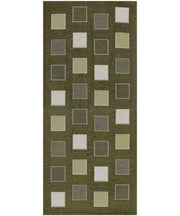 Tappeto moderno SQUARE VERDE geometrico a quadri, passatoia cucina multiuso lavabile in lavatrice e anti-scivolo cm.55x115