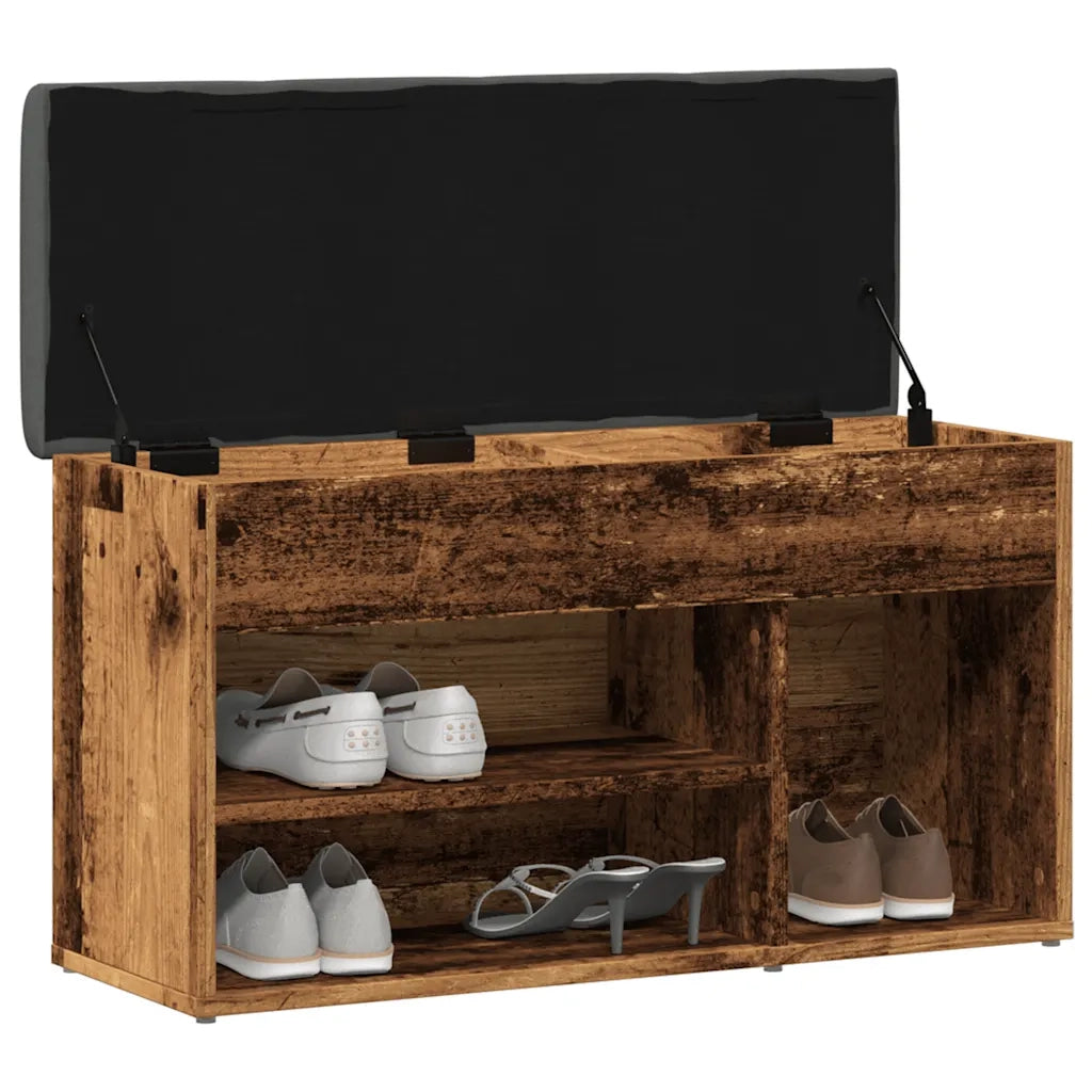 Scarpiera-Scaffale per scarpe Legno Antico 82x32x45,5 cm in Legno Multistrato