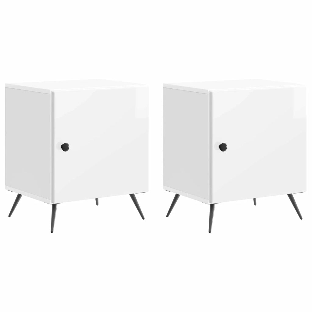 Armadio da Notte 2 pcs Bianco Lucido 43 x 34,5 x 50 cm