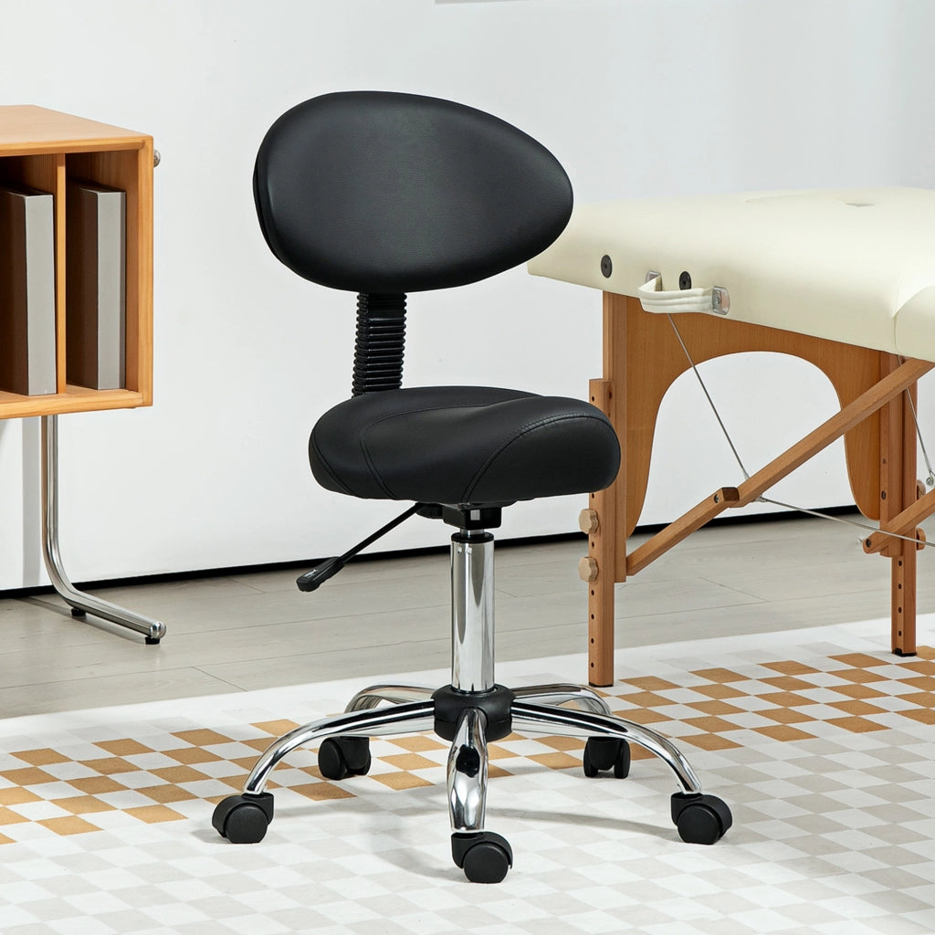 Sedia da Ufficio Girevole con Schienale e Ruote ¨C Zephmum ¨C Nero 50x50x83-98cm