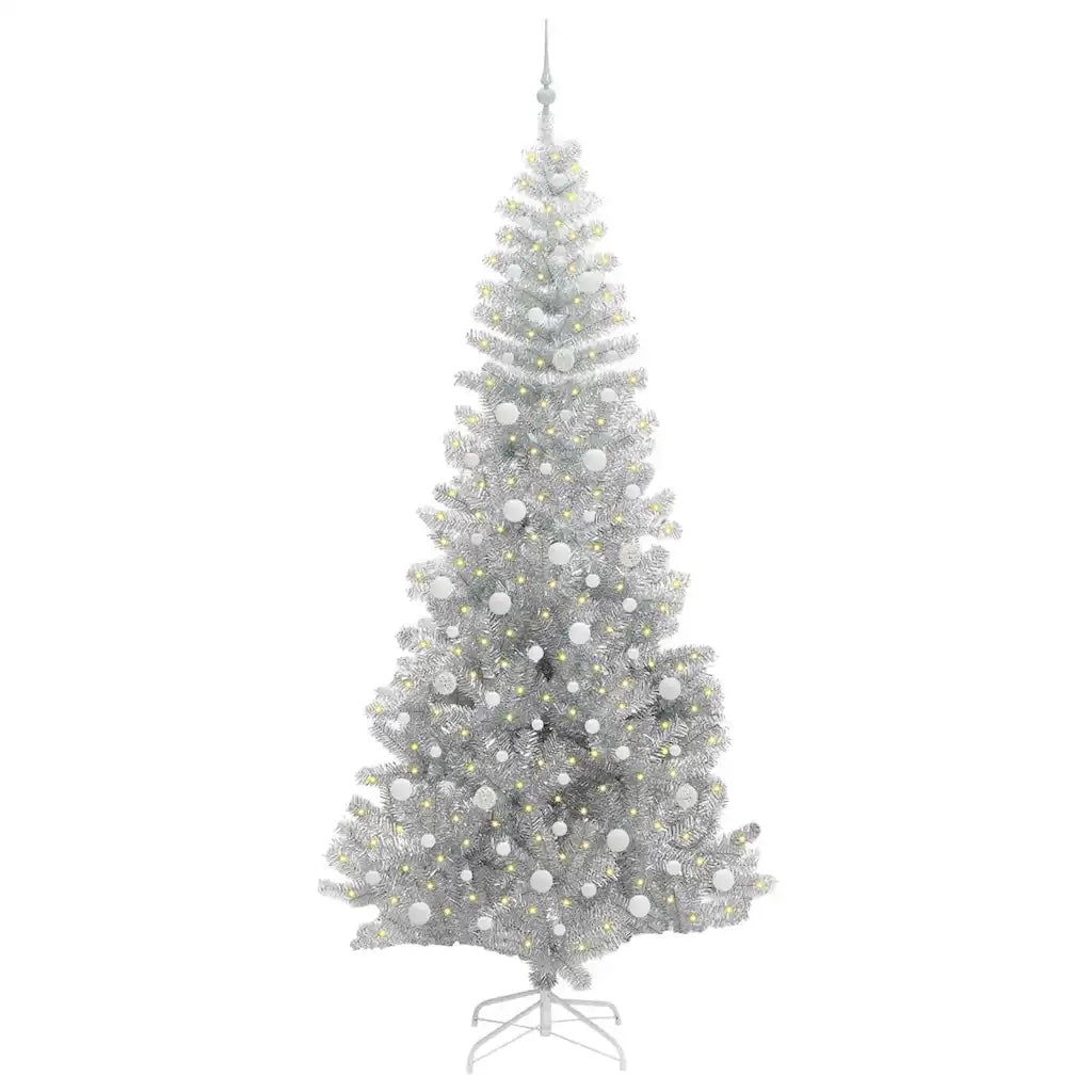 Albero di Natale con 300 LED con supporto Argento 240 cm PET