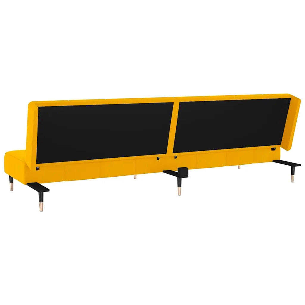 Divano Letto a 2 Posti Giallo in Velluto 375881