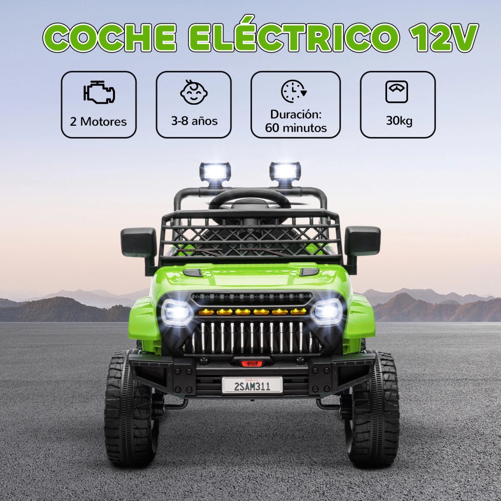 Auto Elettrica per Bambini 12V con Telecomando ¨C Xylo ¨C Verde con USB e Fari LED