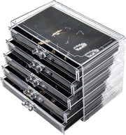 Cassa di conservazione per gioielli con 5 cassettoni, organizzatore per orecchini, anelli e gioielli, con ripostiglio per orecchini (nero)