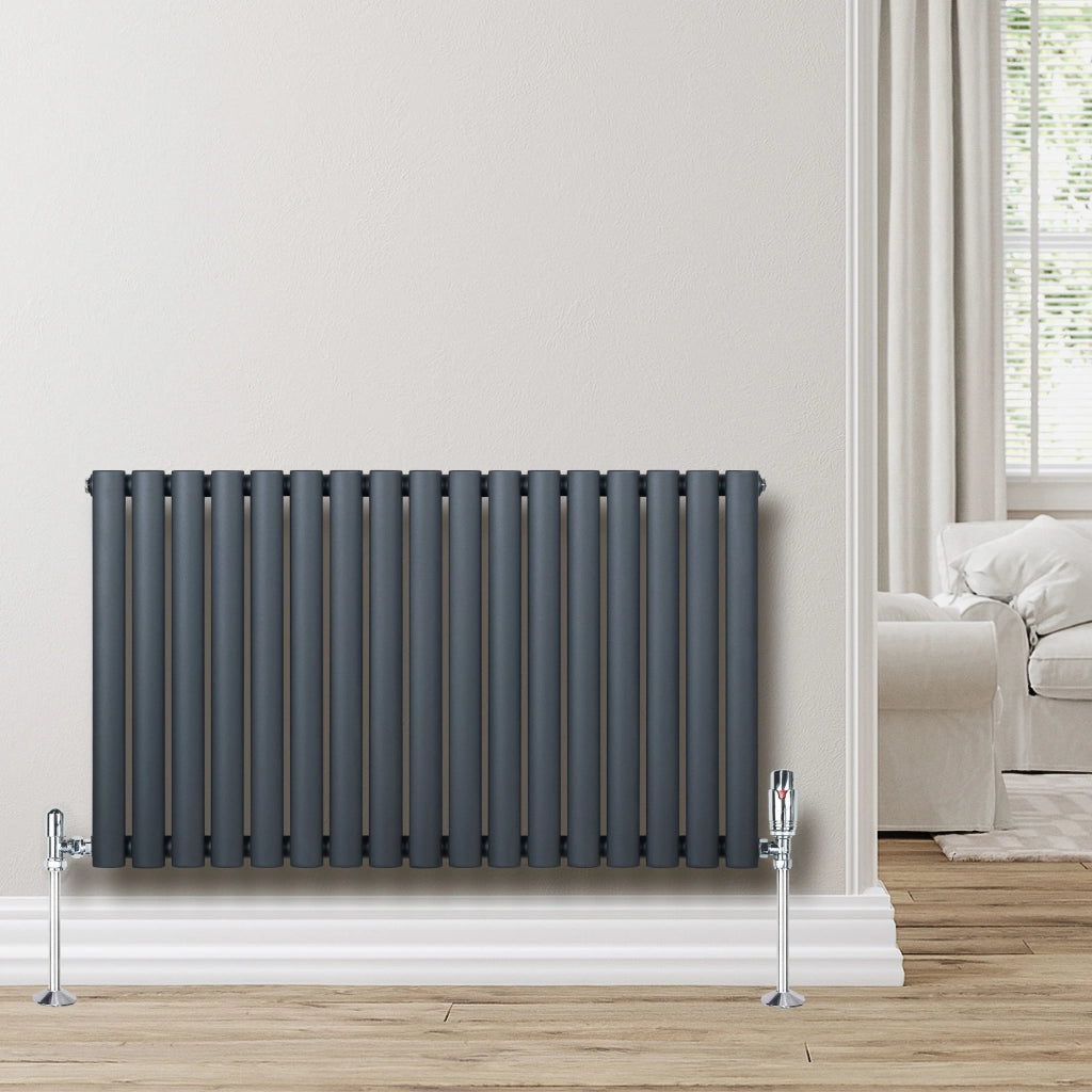 Radiatore Orizzontale Design Ovale Colonna Singola Antracite 600x1020 mm