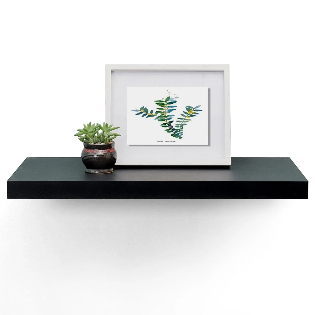 Mensola ARVADA BLACK 60 cm in metallo nero e vetro effetto marmo