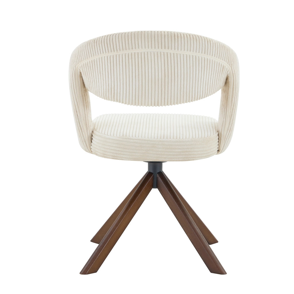 Sedie da Pranzo Girevoli Retro Set 2 ¨C MINIMAL ¨C Crema, Gambe in Legno Massello Noce