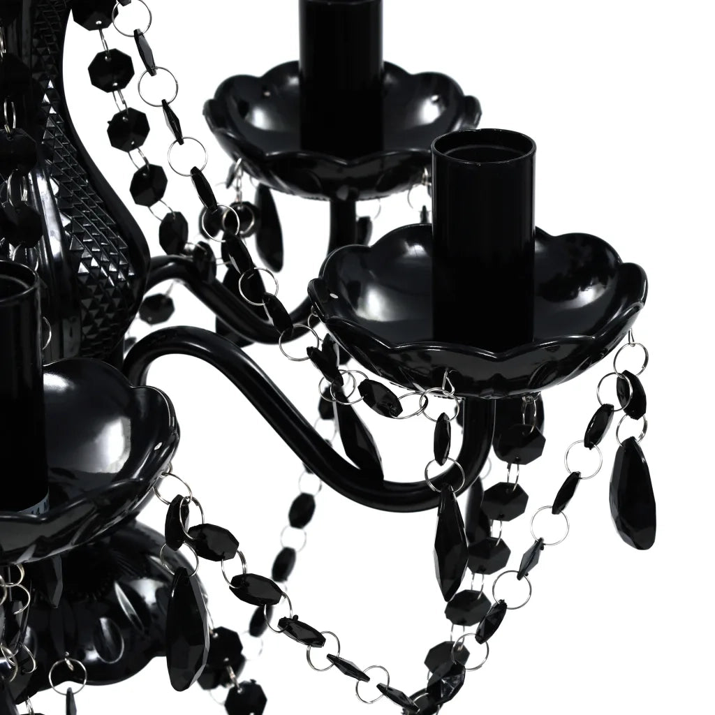 Lampadario in Cristallo con 5 Lampadine Nero 240308