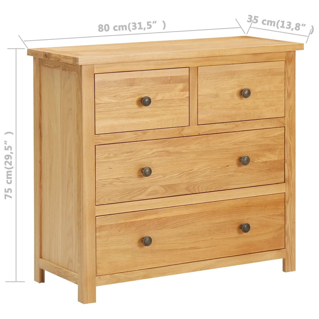 Cassettiera 80x35x75 cm in Legno Massello di Rovere 289197