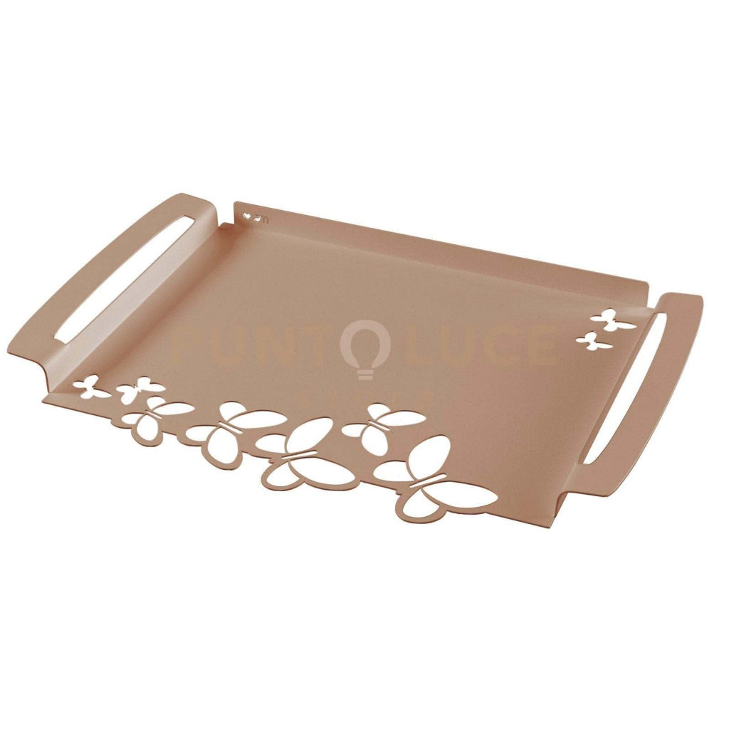 vassoio grande con farfalle butterfly Beige in Ferro 46x30cm