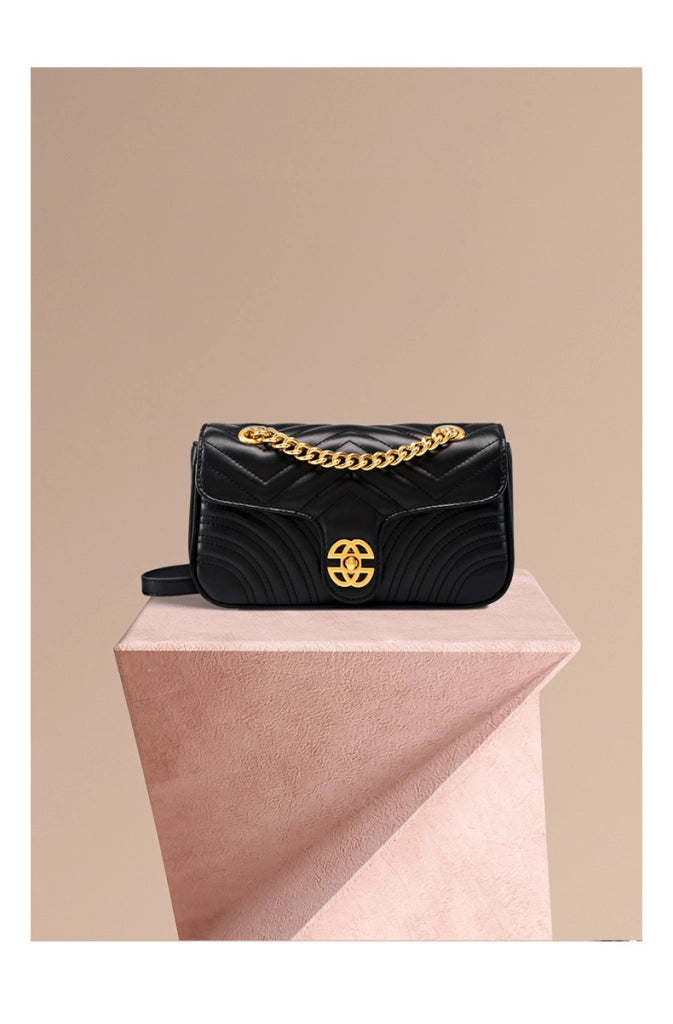 Borsa a tracolla da donna in vera pelle, colore nero.