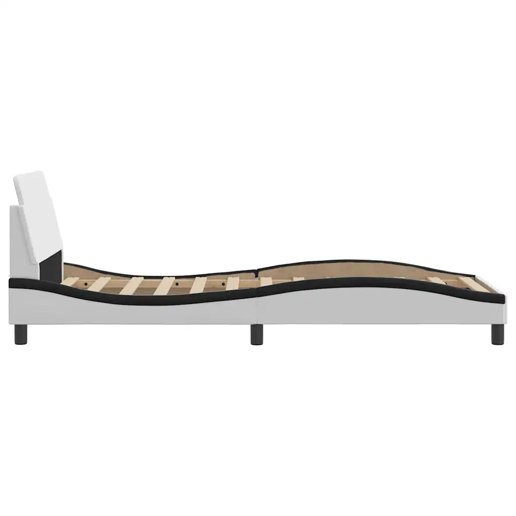Letto singolo | Letto per adulti | Giroletto Dover Bianco e Nero 90x200 cm in Similpelle