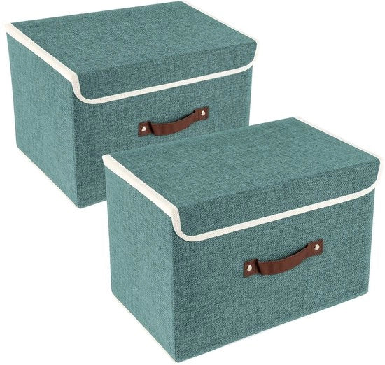 Cassa di Stoccaggio Riutilizzabile - Ripiegabile - Set da 2 - 38x25x25 cm - Polyester/Oxford - Duraturo e Resistente - Cassa di Stoccaggio