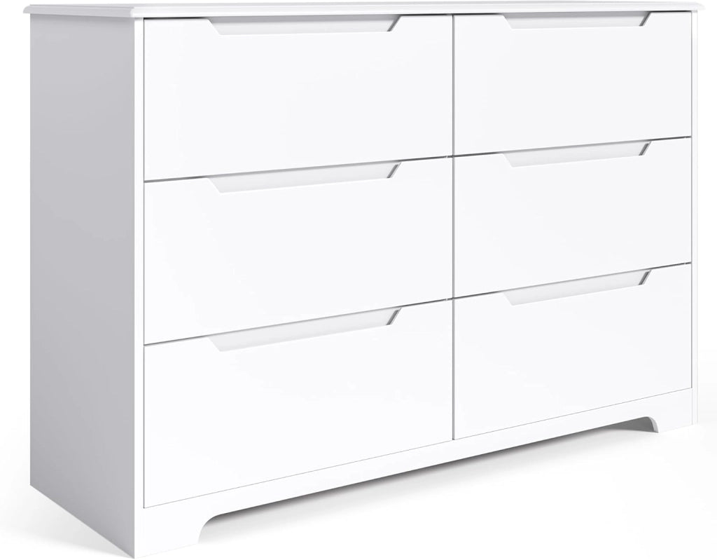 Cassettiera Camera da Letto con 6 cassetti, settimino camera da letto,Moderno e Salvaspazio per la Camera da Letto Soggiorno e Ingresso, 120x40x80CM,Bianco