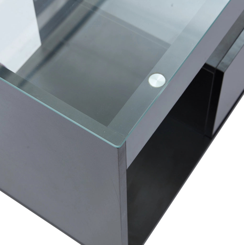 Mobile TV 180x40x46 cm con illuminazione LED e 2 cassetti in truciolato nero