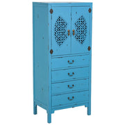 Mobiletto in legno con 4 cassetti e 2 ante colore blu 60x40x140h cm