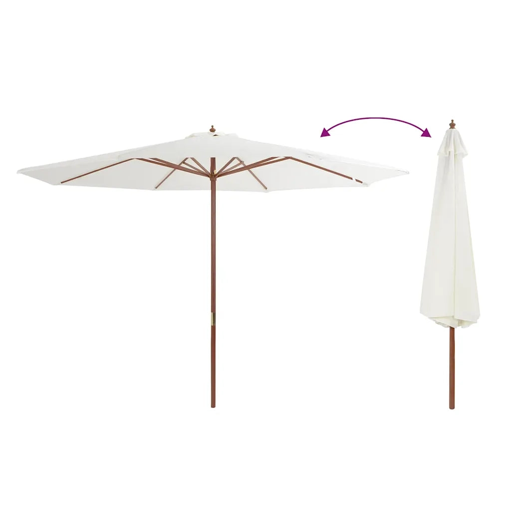 Ombrellone da Esterni con Palo in Legno 350 cm Bianco Sabbia cod mxl 60596