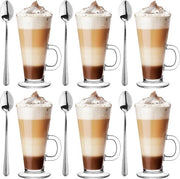 Set di bicchieri in vetro da 6 pezzi da 0,25 litro con cucchiaio bicchieri da caffè bicchieri da tè bicchieri da latte macchiato bicchieri per drink bicchieri da acqua resistenti al lavastoviglie bicchieri piccoli da 6 pezzi da 6 x 250 ml