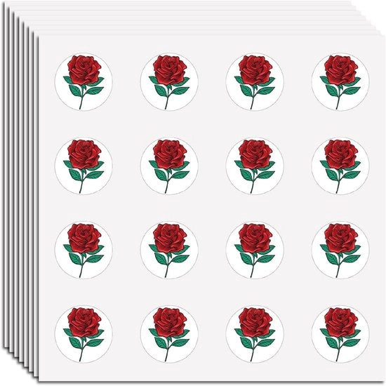 128 pezzi di adesivi rotondi in forma di rosa - vinili autoadesivi - per uso esterno e acqua - adesivi rotondi in bulk per bottiglie, laptop, bagagli, bicchieri, computer, smartphone, skateboard - 25x.