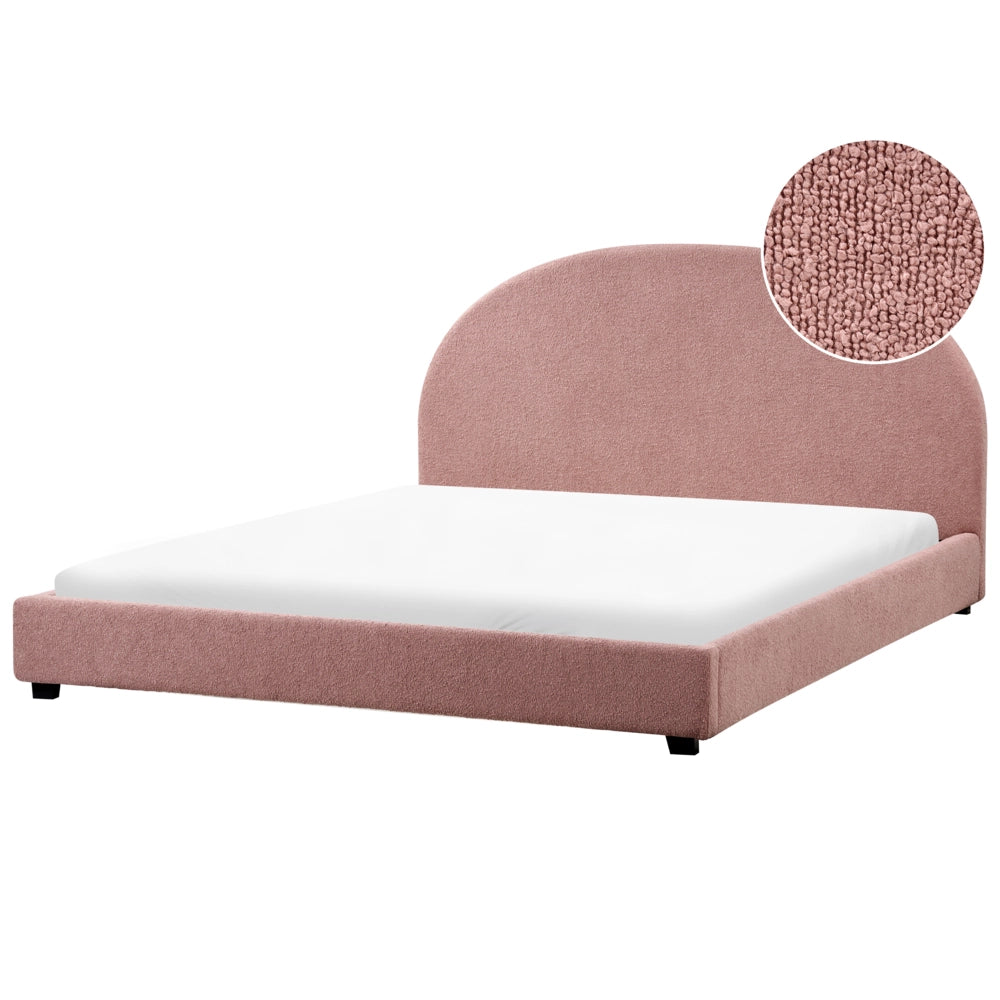 Letto rosa pastello in Boucle 180 x 200 cm Design minimalista retrò