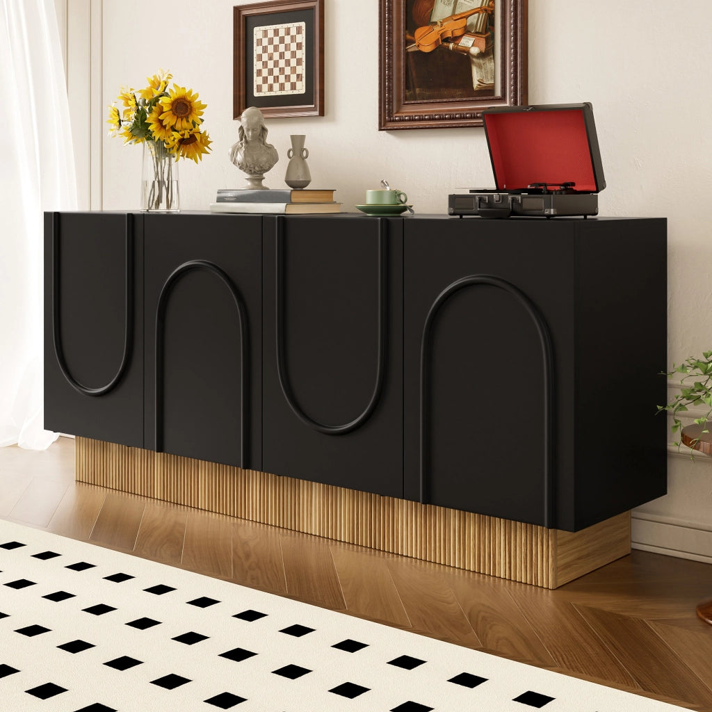 OKWISH Madia con 4 Ante, Ampio Spazio Contenitivo, Frontale Opaco, per Soggiorno e Sala da Pranzo, 160 × 38 × 75 cm