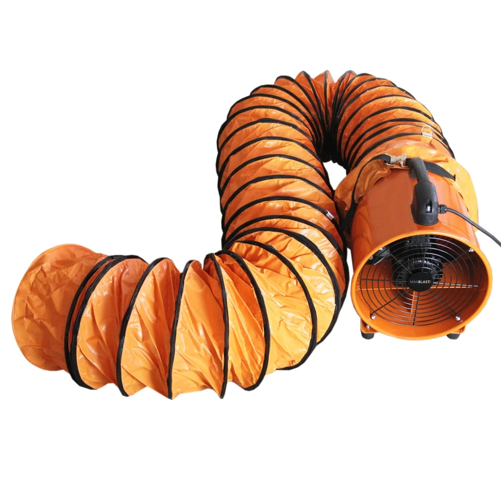 Ventilatore Estrattore Aria Industriale con Tubo Dotto Aspira Polveri e Fumo o Soffia Aria Pulita Ventola Reversibile - 250mm - Dotto 6m