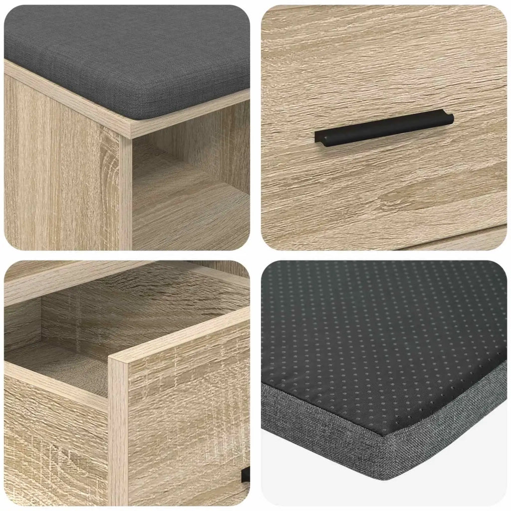 Panca per ingresso con cuscino-Sgabello-Panca da Corridoio Rovere Sonoma 60 x 38 x 46 cm 381489